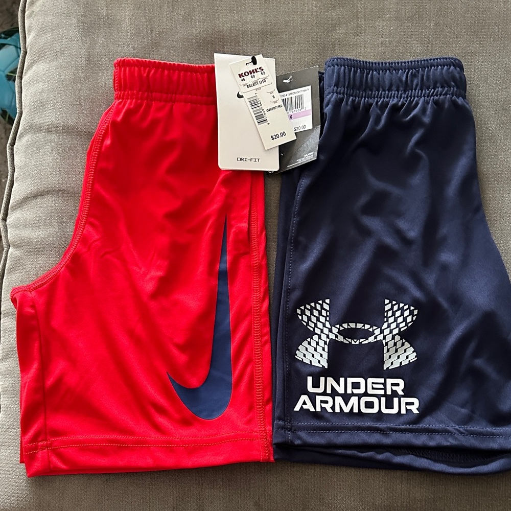 Under Armour and Nike Kids Shorts - Red and Navy